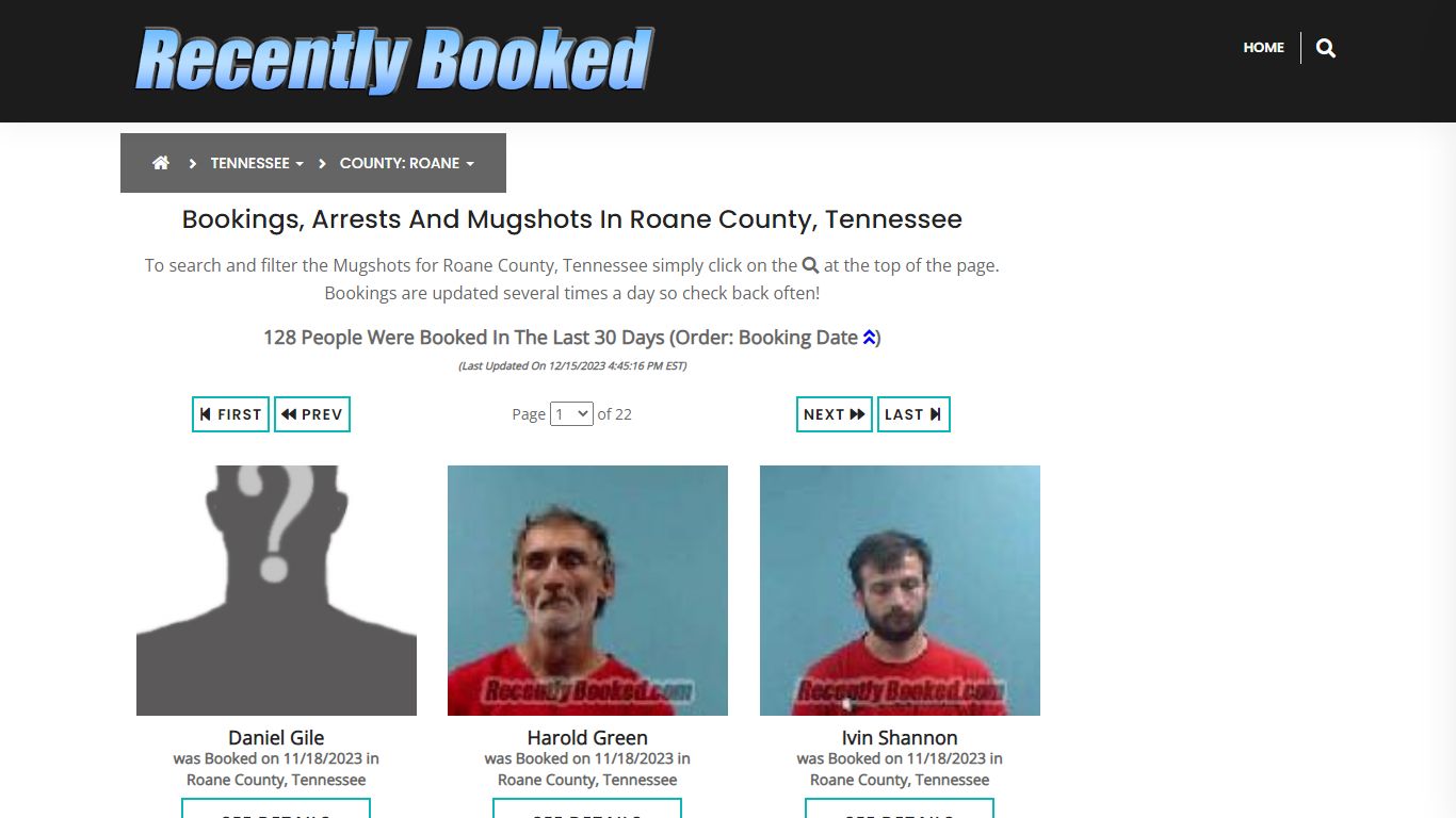 Bookings, Arrests and Mugshots in Roane County, Tennessee